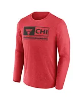 Men's Fanatics Heather Red Chicago Bulls Three-Point Play T-shirt