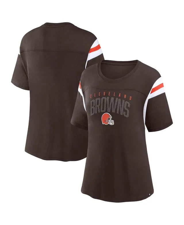 47 Brand Women's '47 Brand Brown Distressed Cleveland Browns Phoenix V-Neck  T-shirt