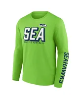 Men's Fanatics Neon Green, College Navy Seattle Seahawks Two-Pack T-shirt Combo Set