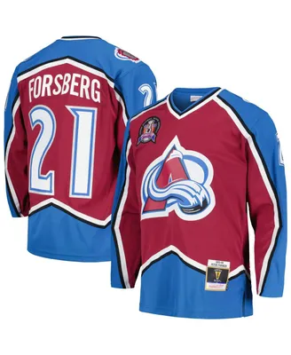 Men's Mitchell & Ness Peter Forsberg Burgundy Colorado Avalanche 1995/96 Blue Line Player Jersey