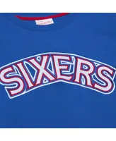 Men's Mitchell & Ness Royal Philadelphia 76ers Hardwood Classics There and Back Pullover Sweatshirt