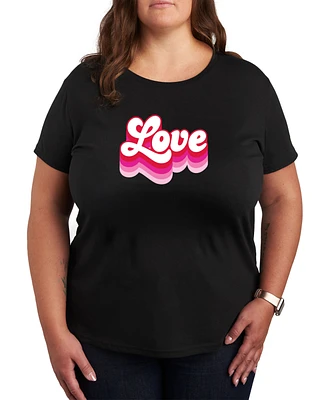 Air Waves Trendy Plus Size Love Graphic T-shirt