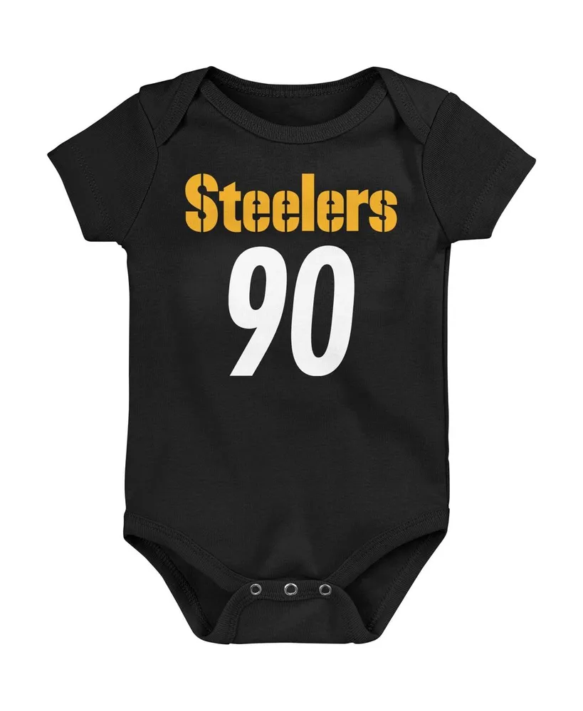 Newborn and Infant Boys and Girls T.j. Watt Black Pittsburgh Steelers Mainliner Player Name and Number Bodysuit
