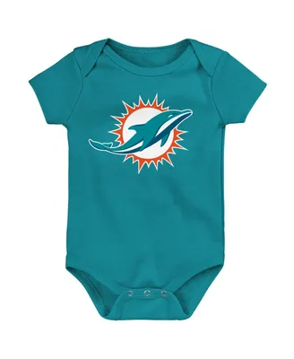 Newborn and Infant Boys Girls Aqua Miami Dolphins Team Logo Bodysuit