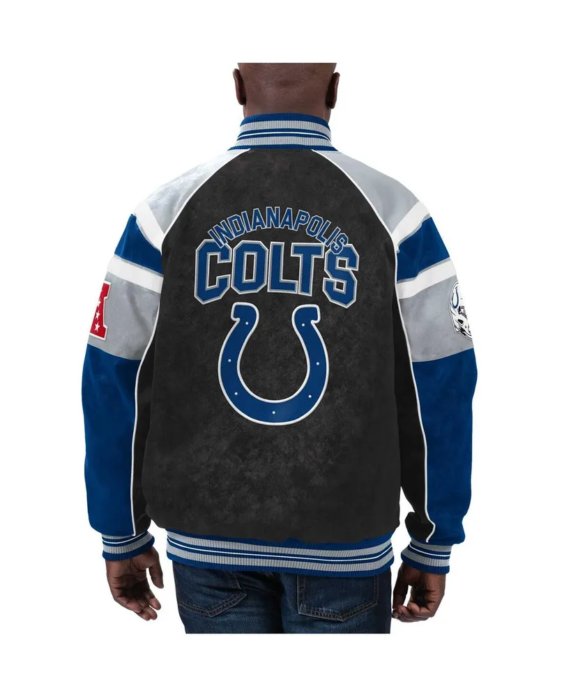 Men's G-iii Sports by Carl Banks Black Indianapolis Colts Faux Suede Raglan Full-Zip Varsity Jacket