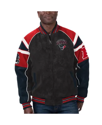 Men's G-iii Sports by Carl Banks Black Houston Texans Faux Suede Raglan Full-Zip Varsity Jacket