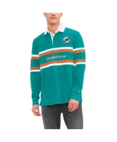 Men's Tommy Hilfiger Aqua Miami Dolphins Cory Varsity Rugby Long Sleeve T-shirt