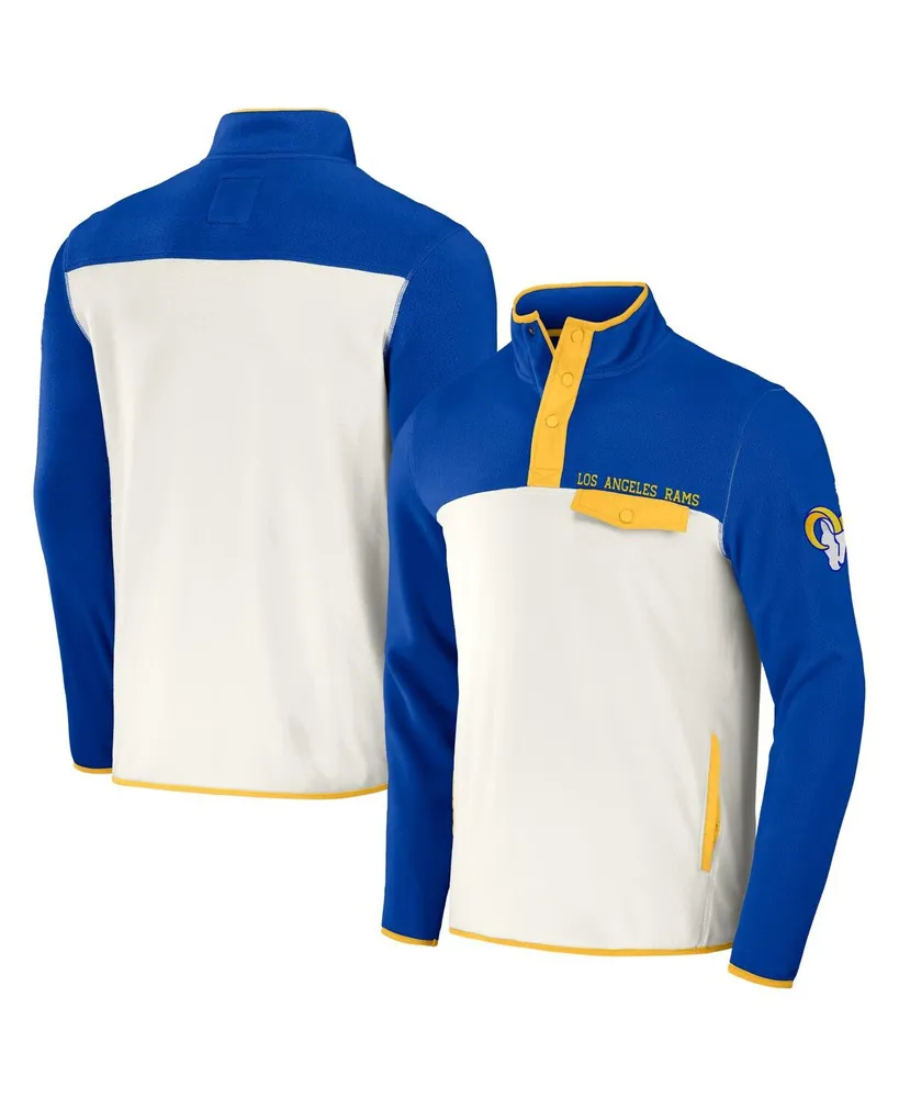 Men's Nfl x Darius Rucker Collection by Fanatics Royal, Cream Los Angeles Rams Micro Fleece Quarter-Snap Jacket