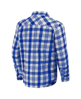Men's Darius Rucker Collection by Fanatics Royal Los Angeles Dodgers Plaid Flannel Button-Up Shirt