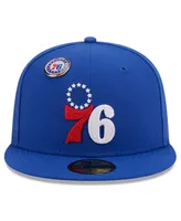 Men's New Era Royal Philadelphia 76ers Chain stitch Logo Pin 59FIFTY Fitted Hat