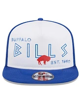 Men's New Era White, Royal Buffalo Bills Gridiron Classics Banger 9FIFTY Trucker Snapback Hat