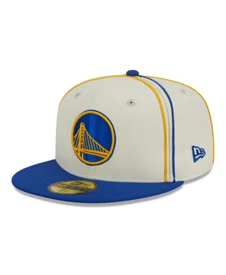 Men's New Era Cream, Royal Golden State Warriors Piping 2-Tone 59FIFTY Fitted Hat