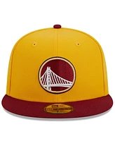 Men's New Era Yellow, Red Golden State Warriors Fall Leaves 2-Tone 59FIFTY Fitted Hat