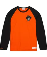 Men's Mitchell & Ness Orange Oklahoma State Cowboys Legendary Slub Raglan Long Sleeve T-shirt