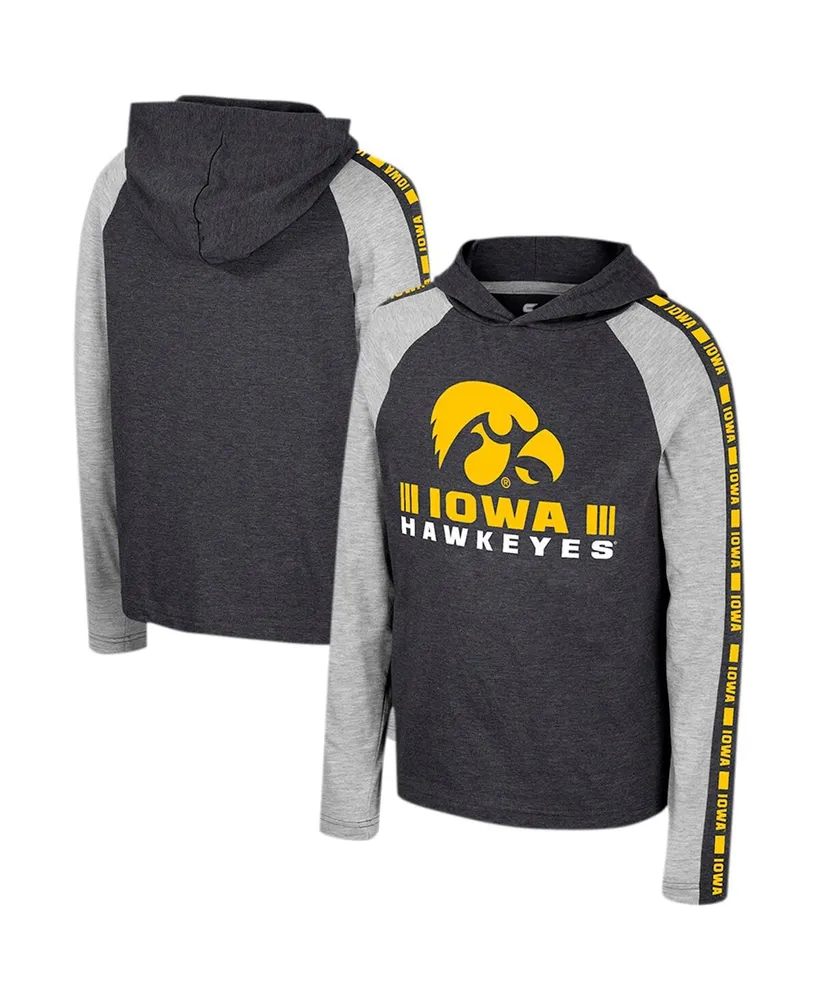 Big Boys Colosseum Black Iowa Hawkeyes Ned Raglan Long Sleeve Hooded T-shirt