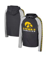 Big Boys Colosseum Black Iowa Hawkeyes Ned Raglan Long Sleeve Hooded T-shirt