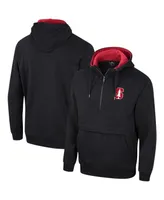 Men's Colosseum Black Stanford Cardinal Half-Zip Hoodie