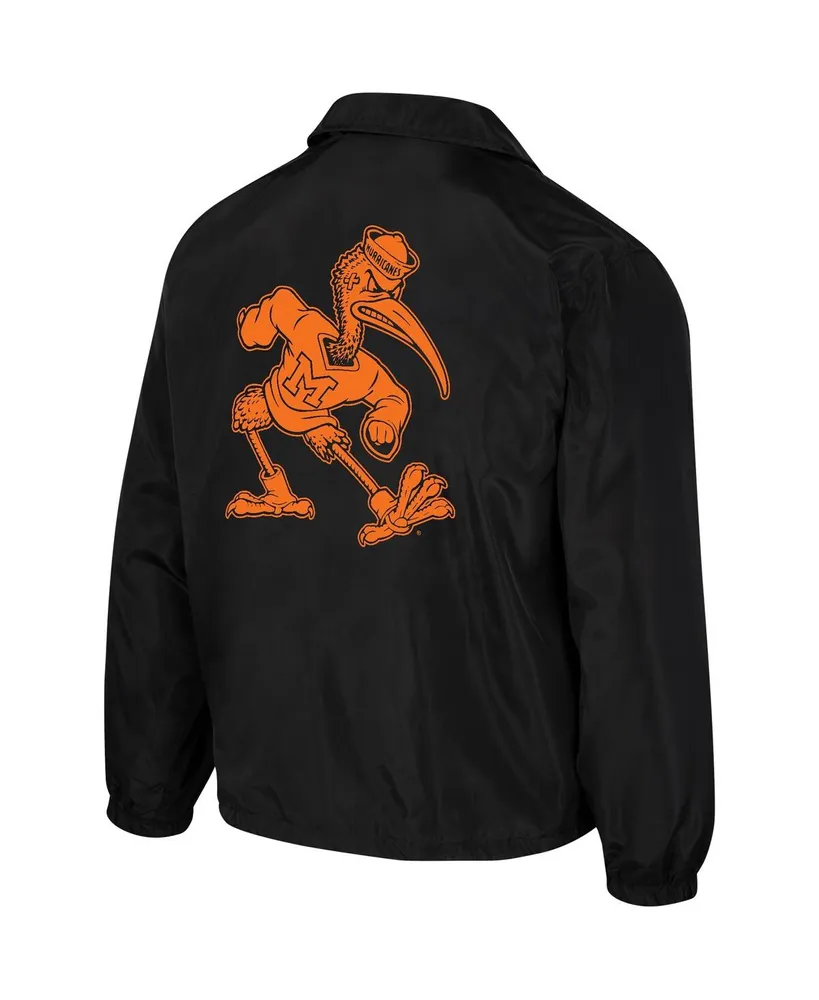 Men's and Women's The Wild Collective Black Miami Hurricanes Coaches Full-Snap Jacket