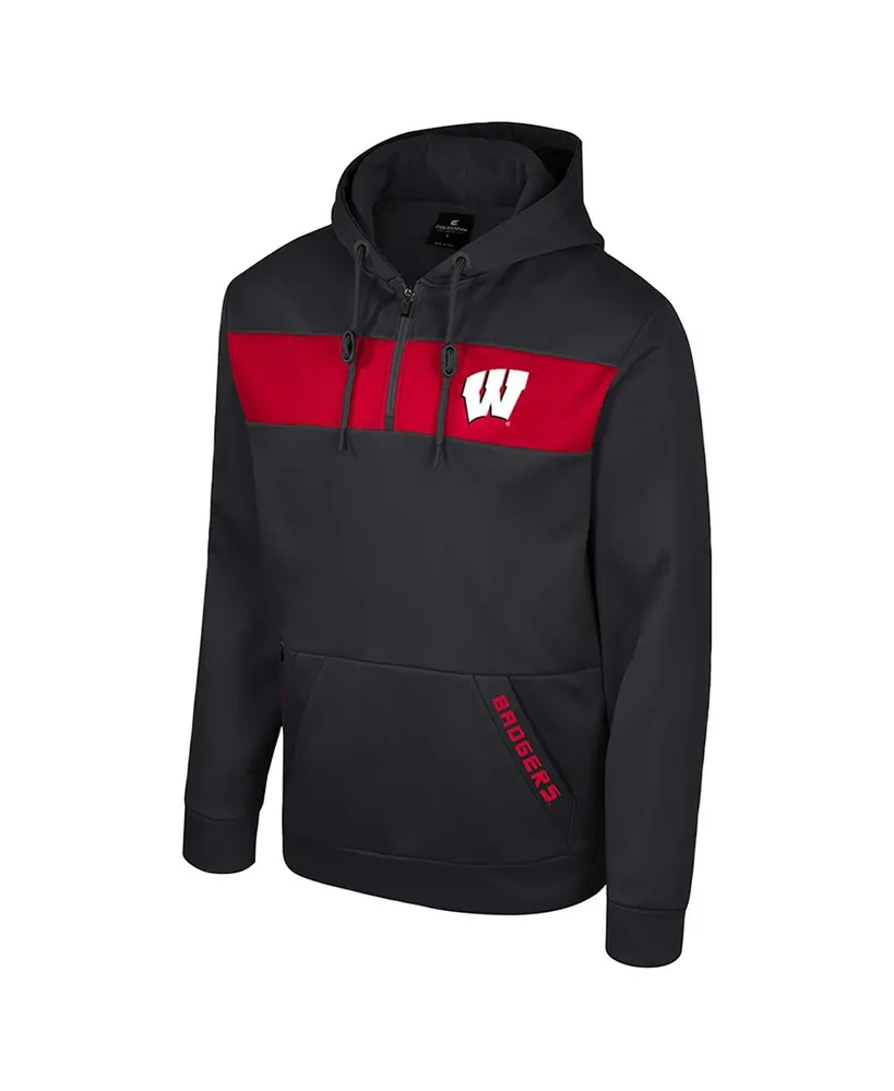 Men's Colosseum Black Wisconsin Badgers Quarter-Zip Hoodie