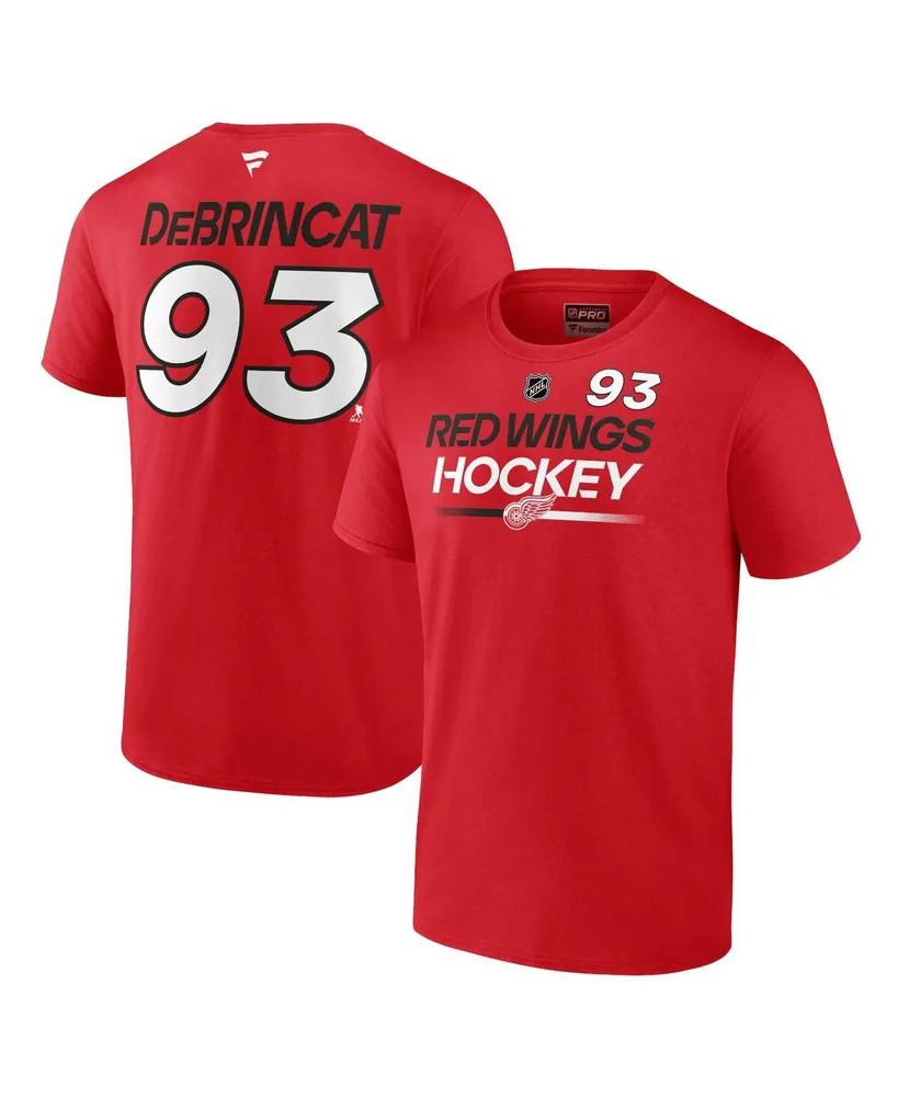 Men's Fanatics Alex DeBrincat Red Detroit Wings Authentic Pro Prime Name and Number T-shirt