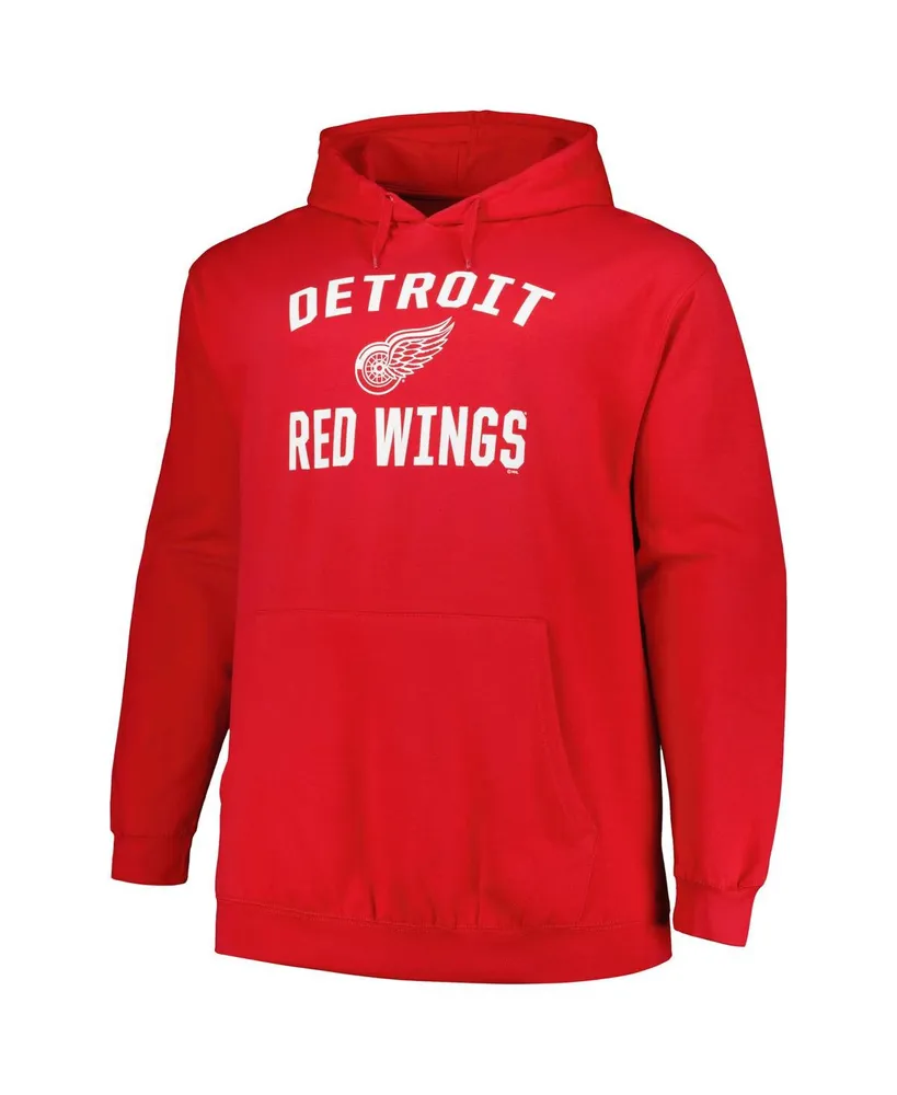 Men's Profile Red Detroit Wings Big and Tall Arch Over Logo Pullover Hoodie