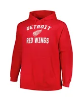 Men's Profile Red Detroit Wings Big and Tall Arch Over Logo Pullover Hoodie