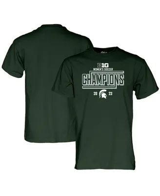 Men's and Women's Blue 84 Green Michigan State Spartans 2023 Big Ten Soccer Regular Season Champions Locker Room T-shirt