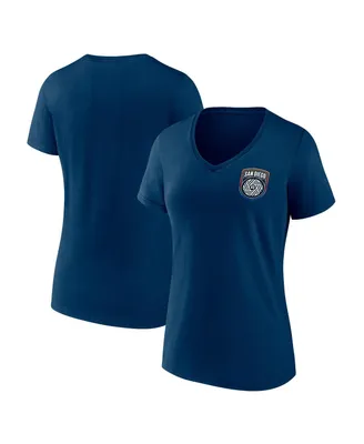Women's Fanatics Navy San Diego Fc Primary Logo V-Neck T-shirt
