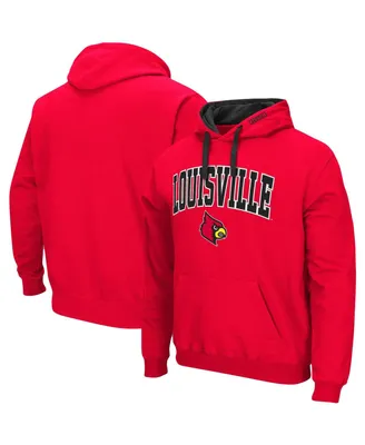 Men's Colosseum Red Louisville Cardinals Big and Tall Arch and Logo 2.0 Pullover Hoodie