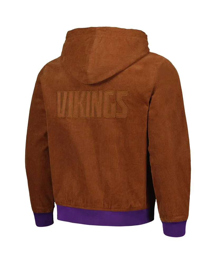 Men's and Women's The Wild Collective Brown Minnesota Vikings Corduroy Full-Zip Bomber Hoodie Jacket