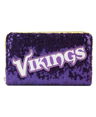 Women's Loungefly Minnesota Vikings Sequin Zip-Around Wallet