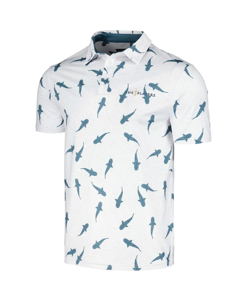 Men's Flomotion White The Players Shark Migration Polo Shirt