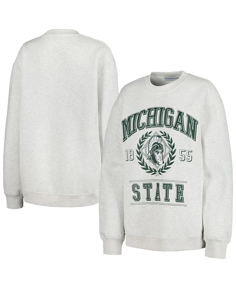 Women's Established & Co. Ash Michigan State Spartans Logo Pullover Sweatshirt