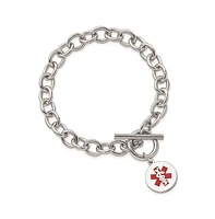 Sterling Silver Rhodium Engrave able Enamel Disc Medical Id Bracelet