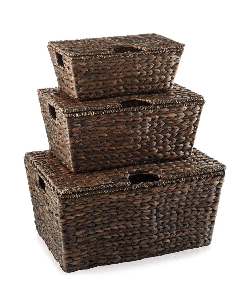 Natural Water Hyacinth Nesting Storage Baskets (3-Piece Set)