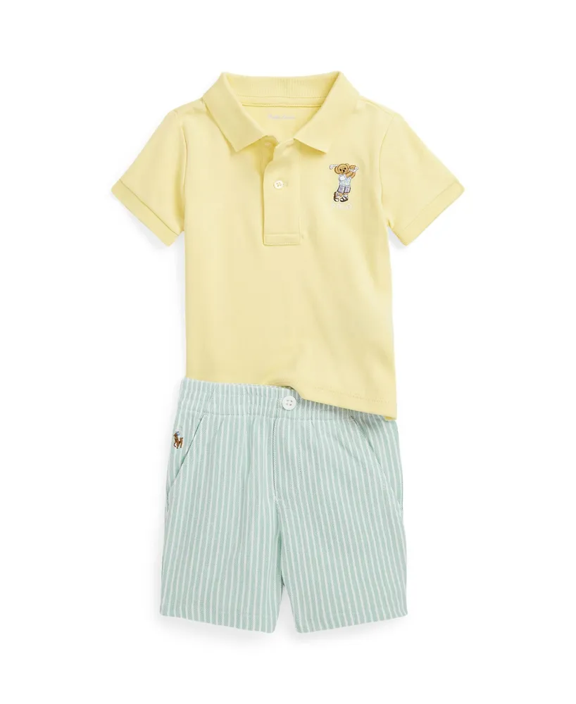 Polo Ralph Lauren Baby Boys Bear Cotton Shirt and Shorts Set