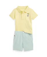 Polo Ralph Lauren Baby Boys Bear Cotton Shirt and Shorts Set