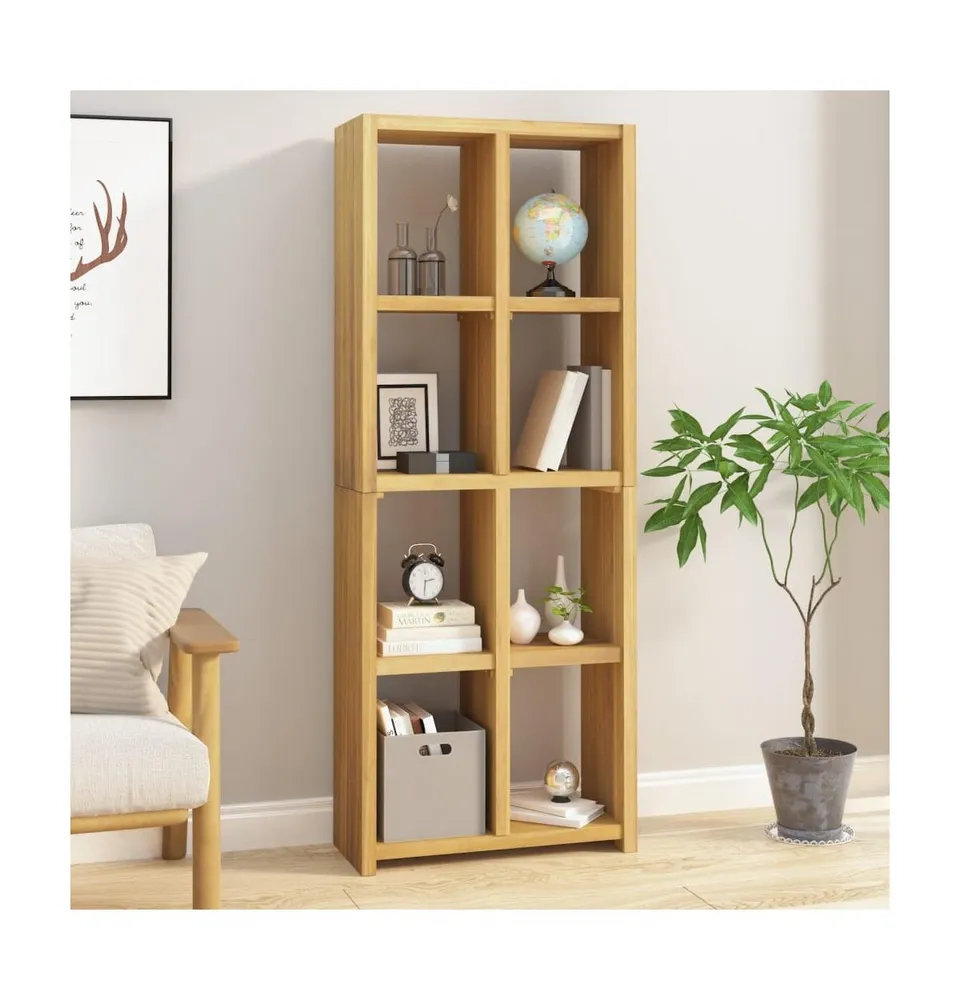 Book Cabinet 27.6"x11.8"x70.9" Solid Wood Teak