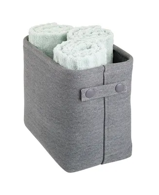mDesign Narrow Bathroom Fabric Storage Bin Basket with Handles - Charcoal Gray