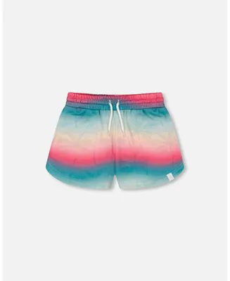 Girl French Terry Short Printed Tie Dye Waves
