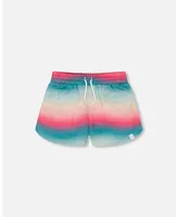 Girl French Terry Short Printed Tie Dye Waves - Toddler|Child