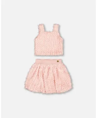 Girl Top And Bubble Skirt Set Silver Pink