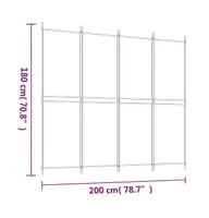 4-Panel Room Divider White 78.7"x70.9" Fabric