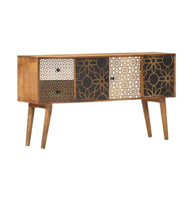 Sideboard with Printed Pattern 51.2"x11.8"x27.6" Solid Mango Wood