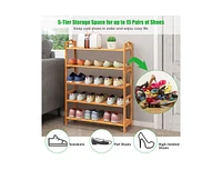 5-Tier Bamboo Freestanding Shoe Rack-Natural