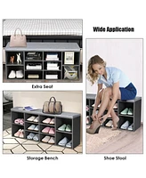 Slickblue 10-Cube Organizer Shoe Storage Bench with Cushion for Entryway