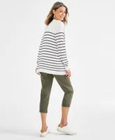 Style Co Striped Sweater Tank Cardigan Embroidered Pants Hoop Earrings Necklace Hobo Bag Low Top Sneakers Created For Macys