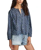 Lucky Brand Women's Floral-Print Smocked Blouse