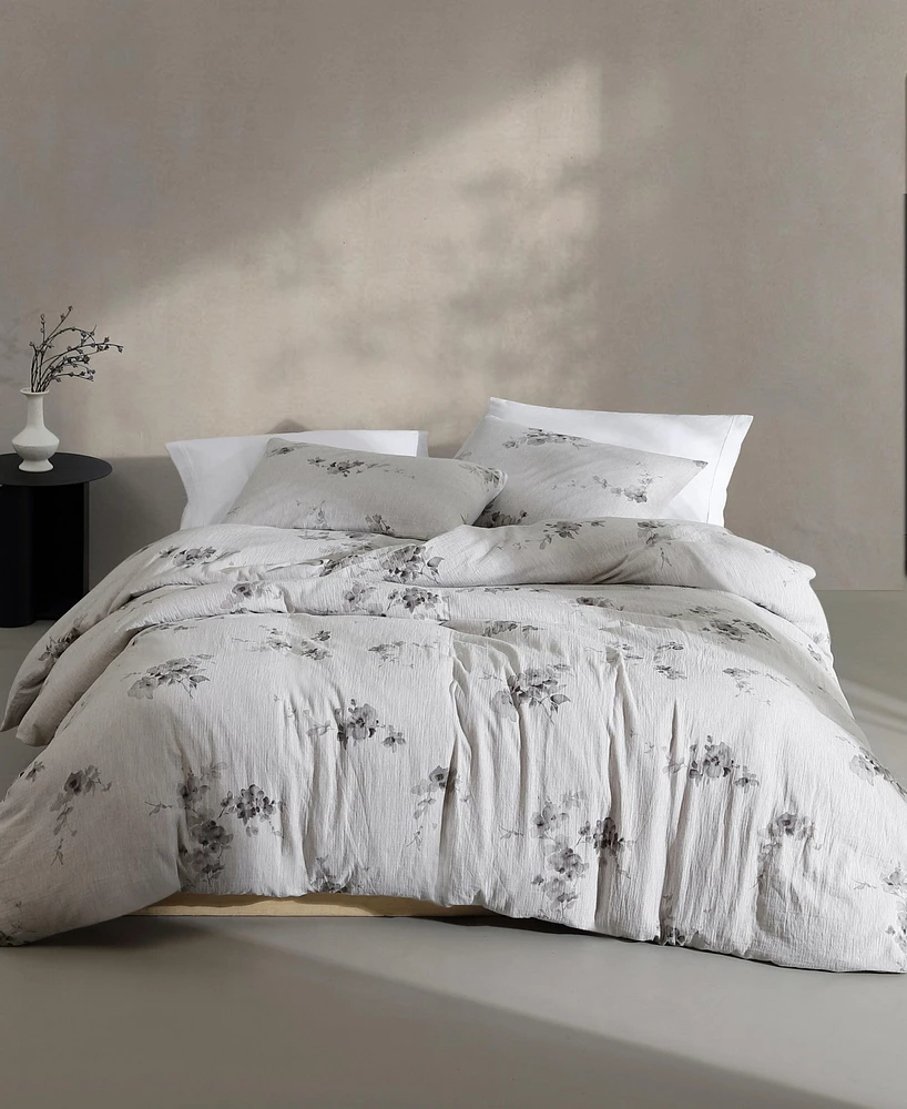 Calvin Klein Aquarelle Floral Cotton Melange Gauze 3 Piece Comforter Set, Queen