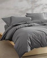 Calvin Klein Washed Percale Cotton Solid 3 Piece Comforter Set
